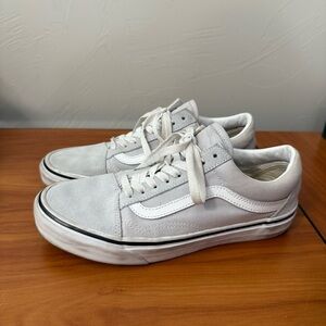 Vans Old Skool Grey Suede Sneaker Skate White Piping Casual Neutral Women's 9‎